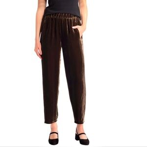 Eileen Fisher Velvet Silk Lantern Ankle Pants Brown Pull On Size 2X